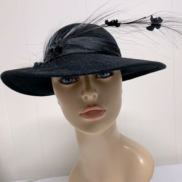 VTG Thomas Miller for Sylvia of St Louis Felt Hat Sz Large 23” Gorgeous - Picture 1 of 14
